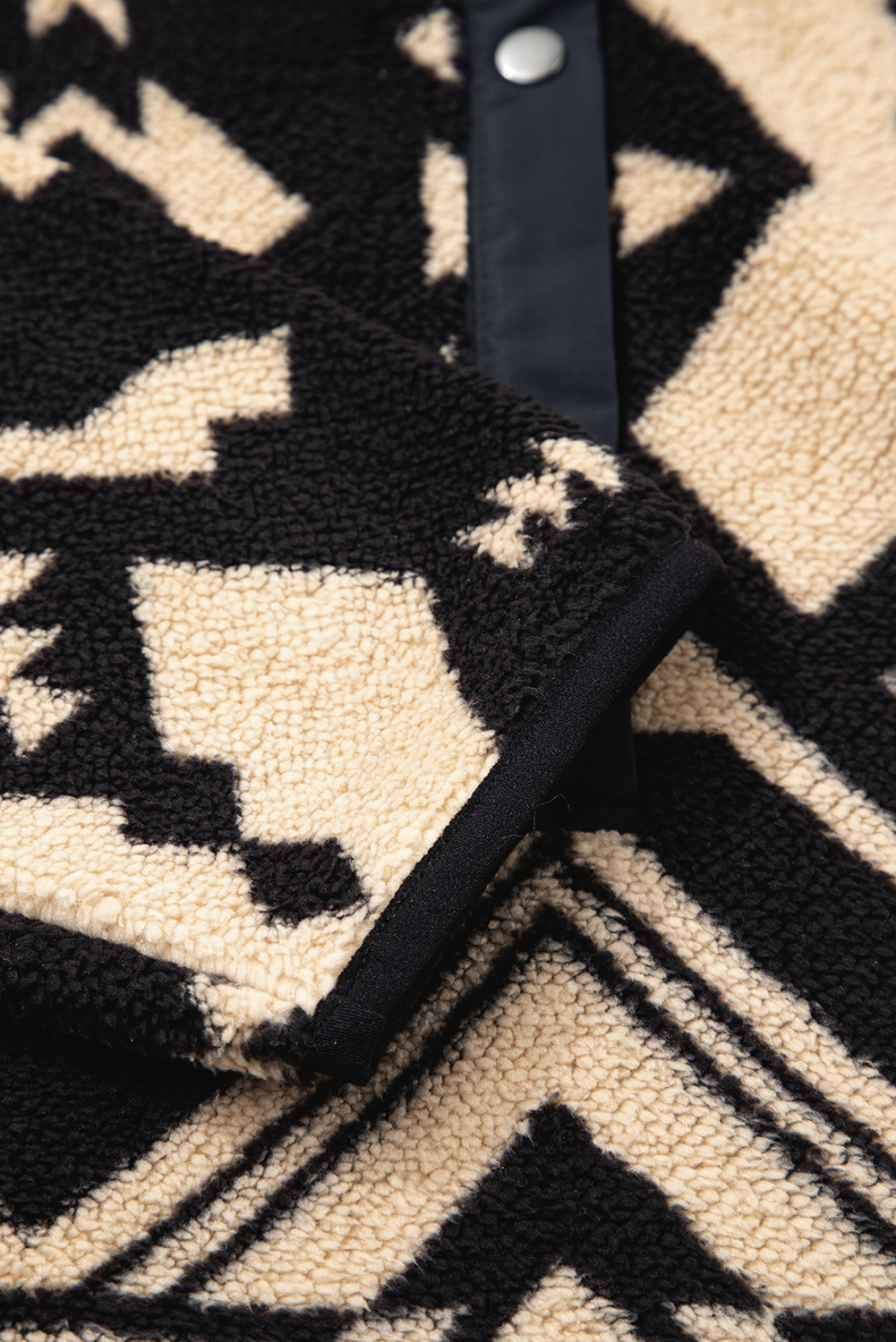 Black Western Aztec Half Placket Plush Sweatshirt - loveforevers