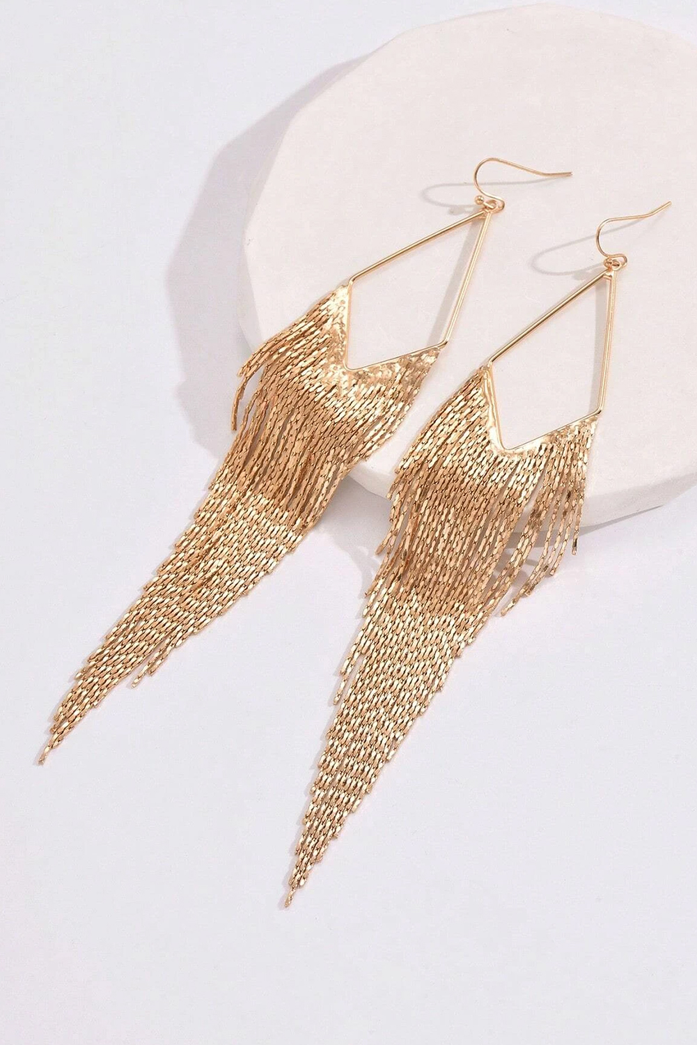 Gold Tassel Long Chain Dangle Earrings - loveforevers