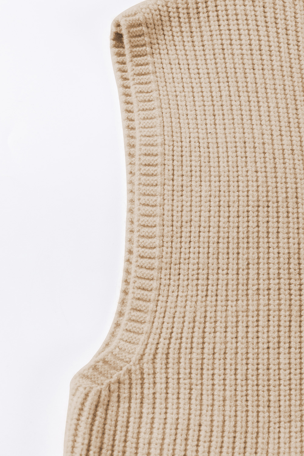 Apricot Chest Pocket V Neck Ribbed Cap Sleeve Sweater - loveforevers