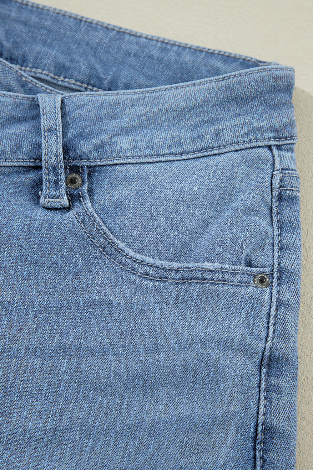Dusk Blue High Rise Asymmetric Button Zip Fly Ripped Jeans - loveforevers