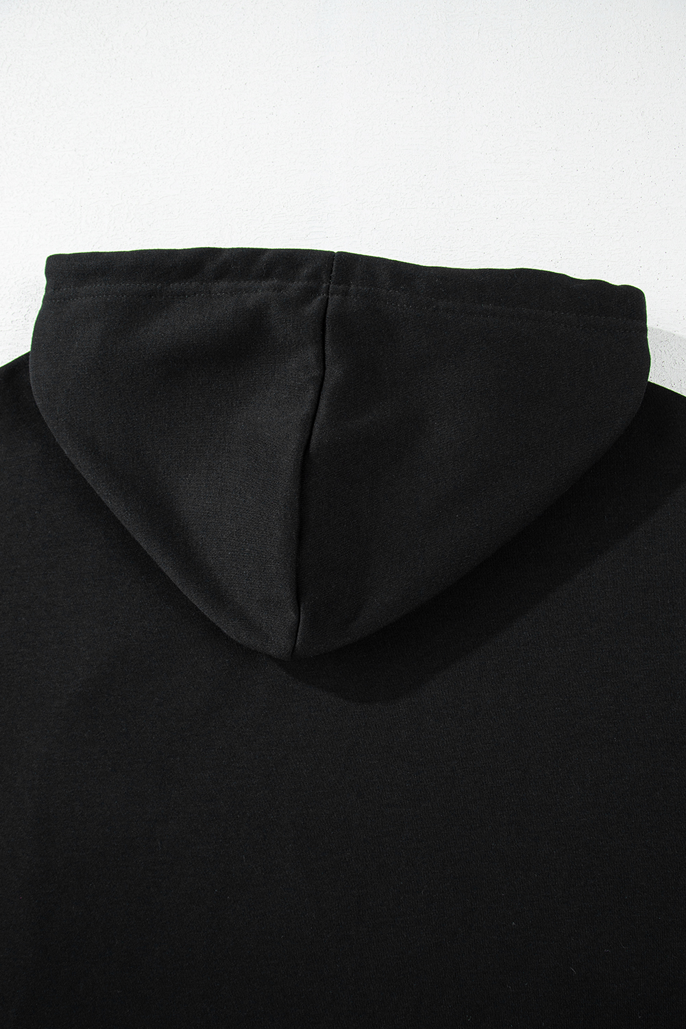 Black Solid Drop Shoulder Drawstring Cropped Hoodie - loveforevers