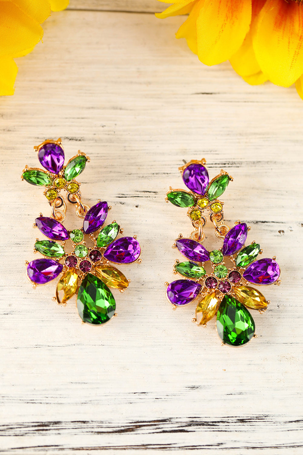 Purple Mardi Gras Shimmer Heart Earrings - loveforevers