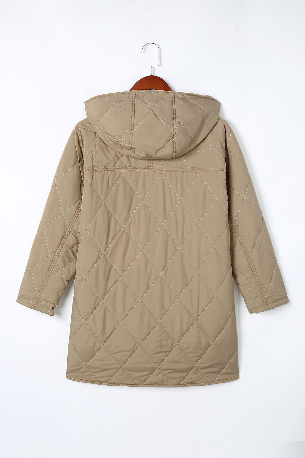 Green Quilted Snap Button Hooded Puffer Coat - loveforevers