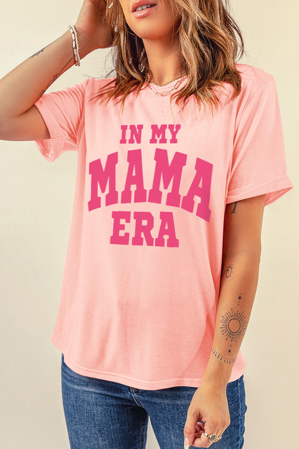 White MAMA Leopard Embroidered Crew Neck Graphic Tee - loveforevers