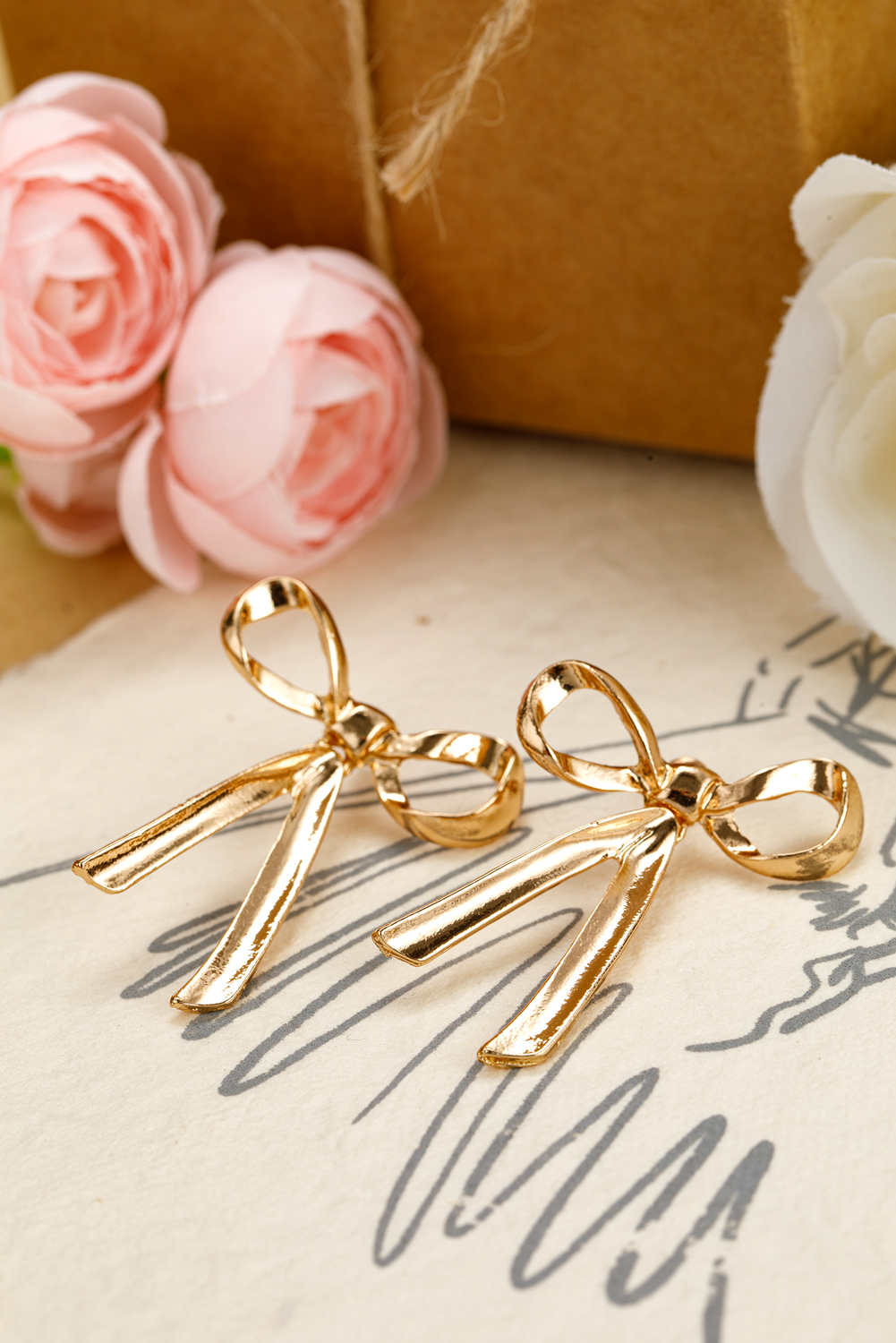 Gold Bow Knot Plated Alloy Stud Earrings - loveforevers