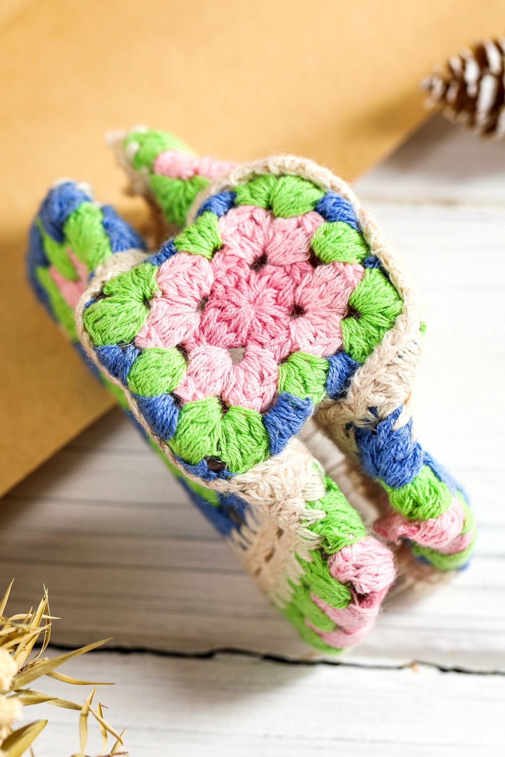 Dark Blue Flower Crochet Cover Hair Clawclip - loveforevers