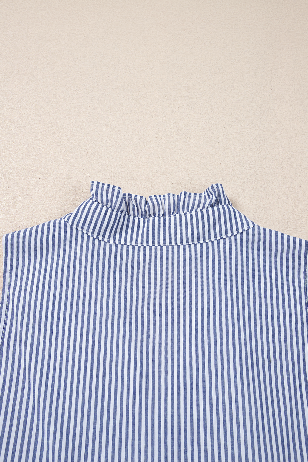 Blue Stripe Sleeveless Notched V Neck Contrast Ric Rac Mini Dress - loveforevers