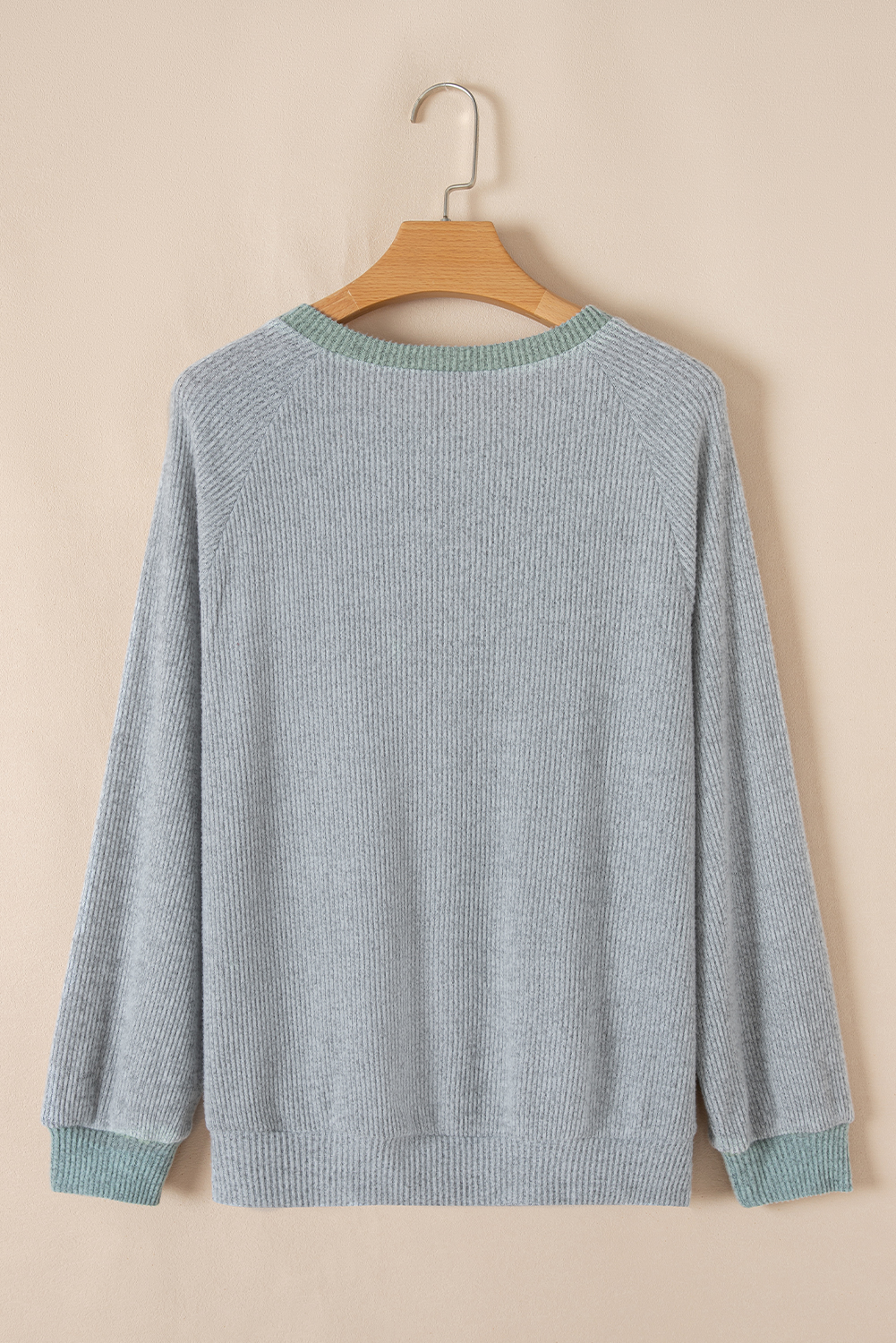 Contrast Ribbed Loose Fit Long Sleeve Top - loveforevers