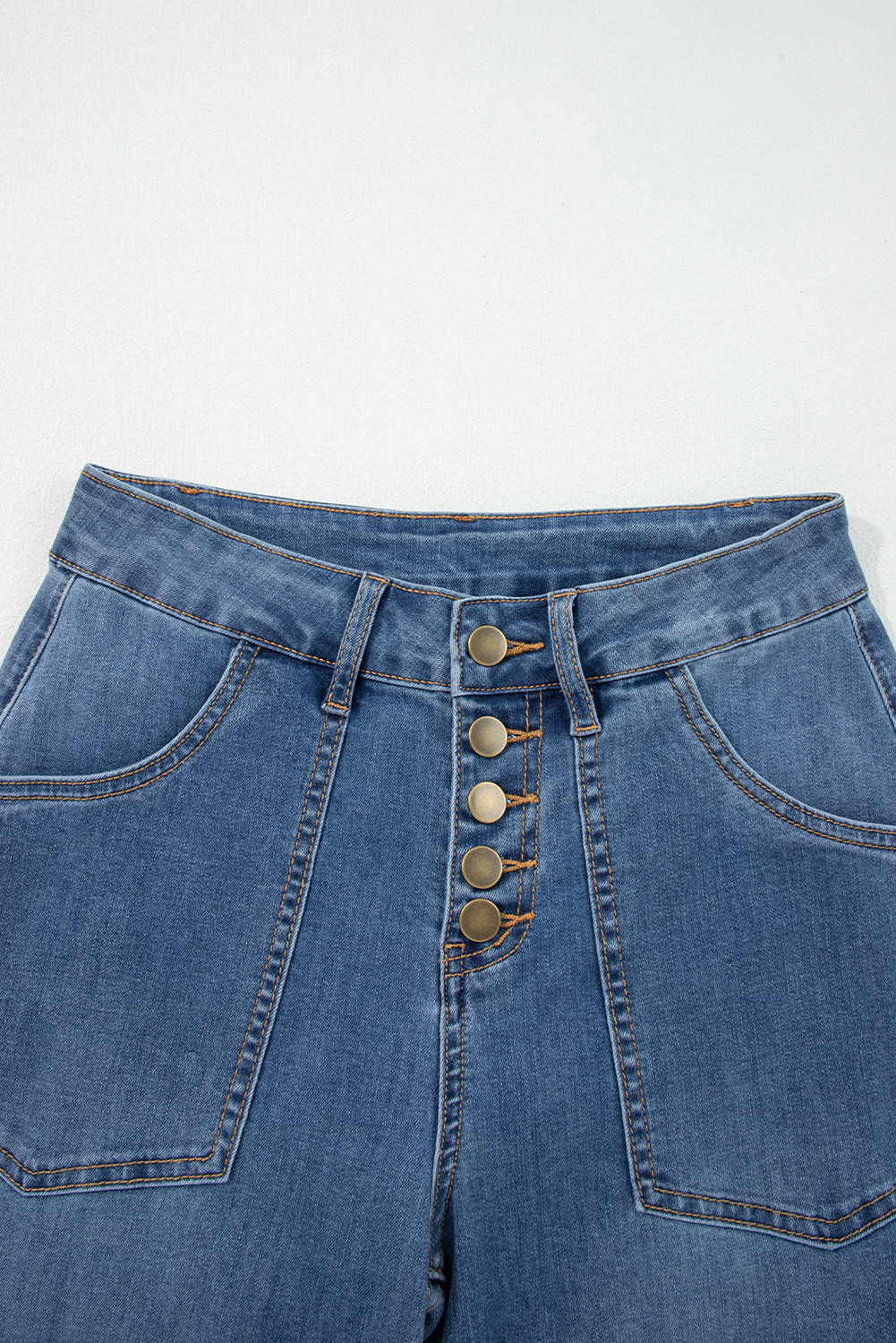 Ashleigh Blue Multi Buttons High Waist Wide Leg Jeans With Pockets - loveforevers
