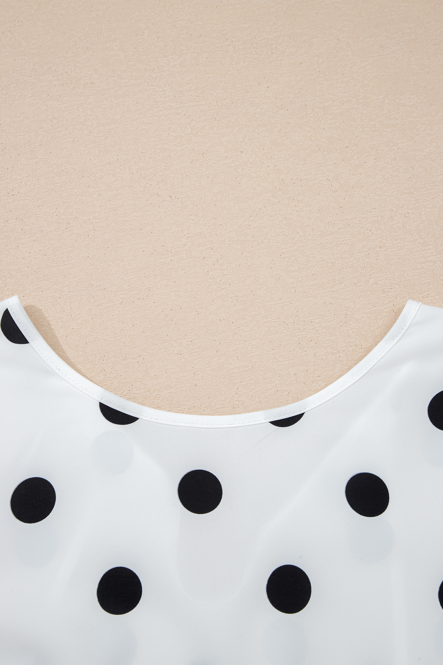 White Polka Dot Print Round Neck Frilled Long Sleeve Blouse - loveforevers