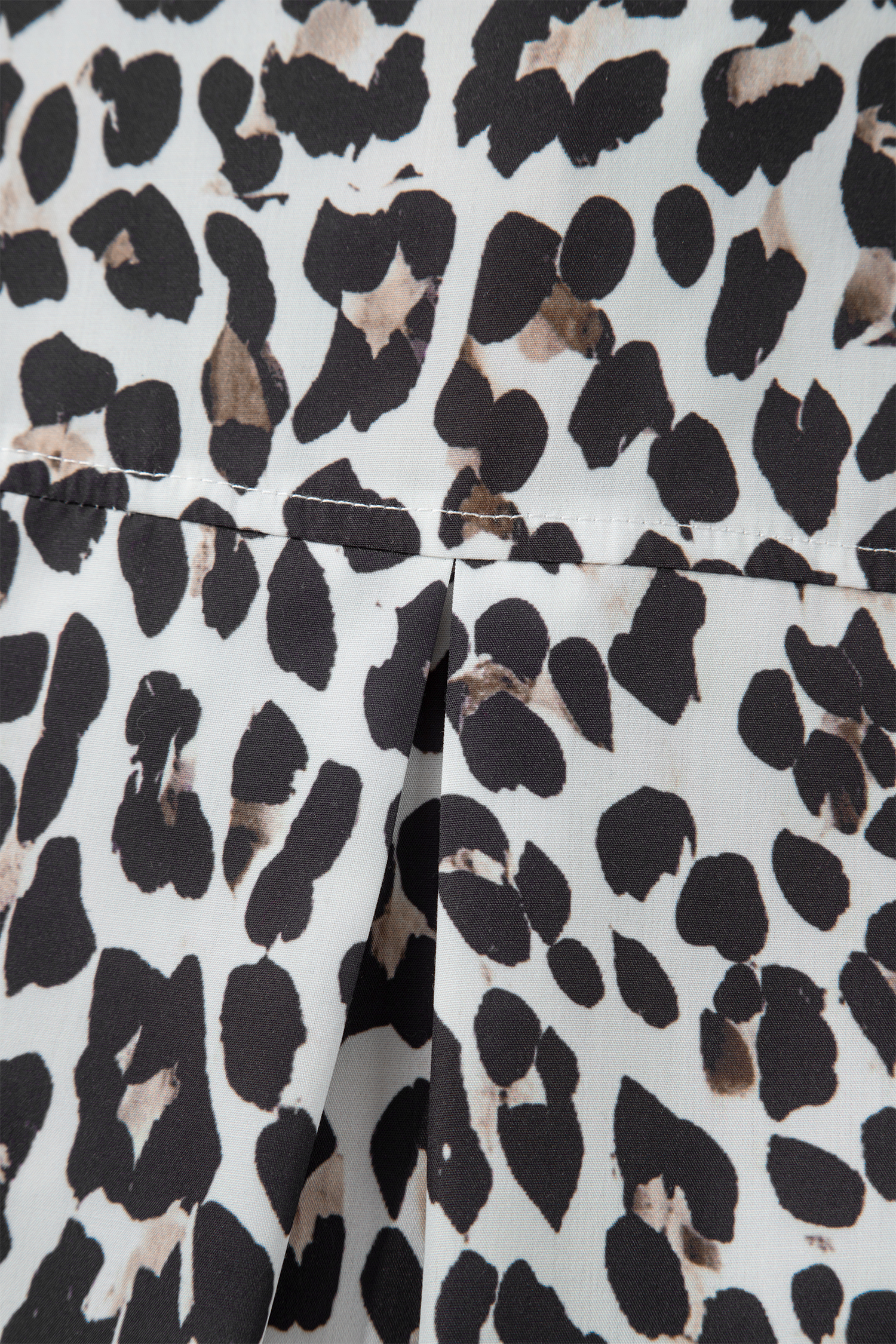 Multicolour Leopard Print Contrast Trim Button Split Neck Plus Long Sleeve Top - loveforevers