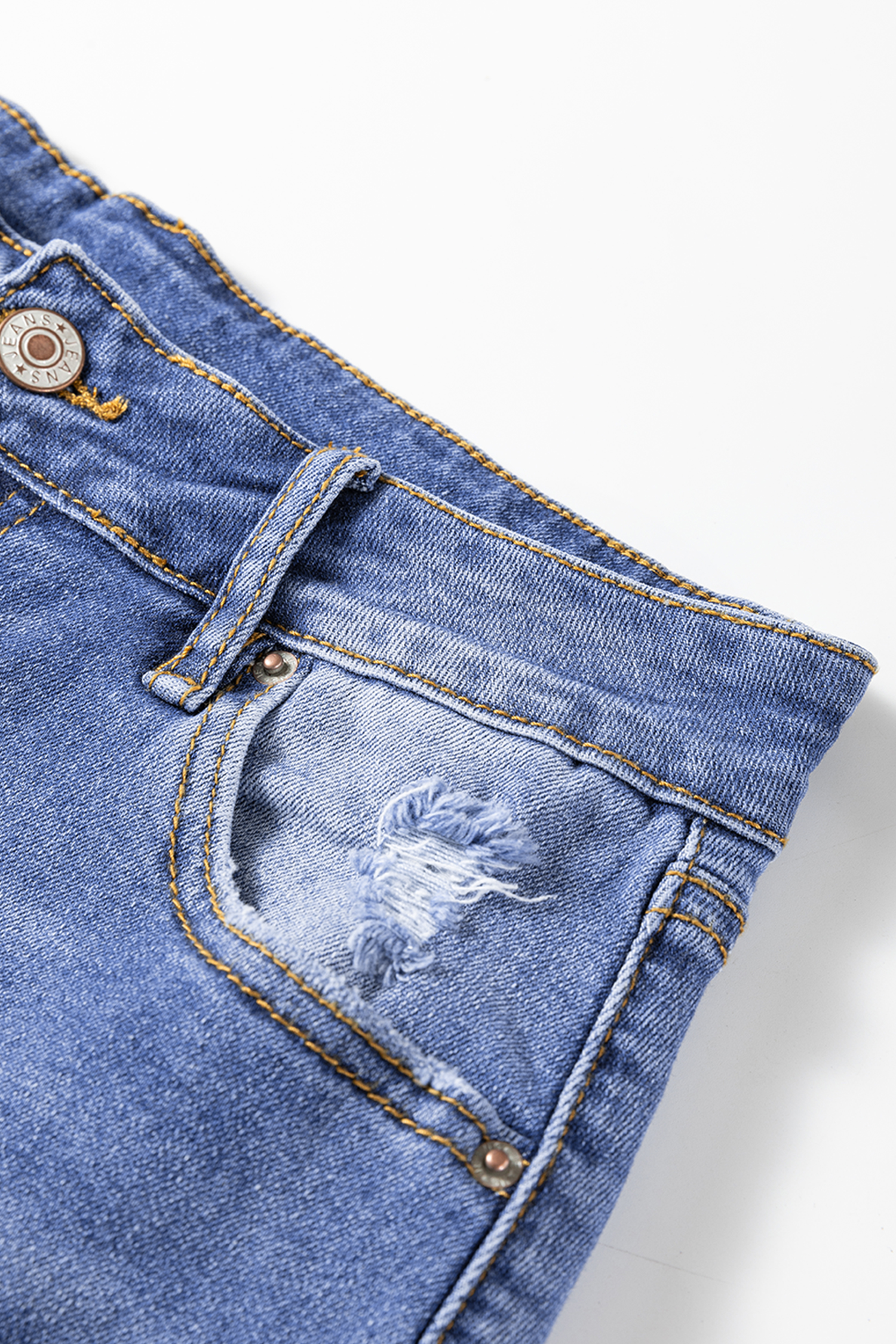 Myosotis Mid Rise Distressed Sneak Peek Straight Leg Jeans - loveforevers