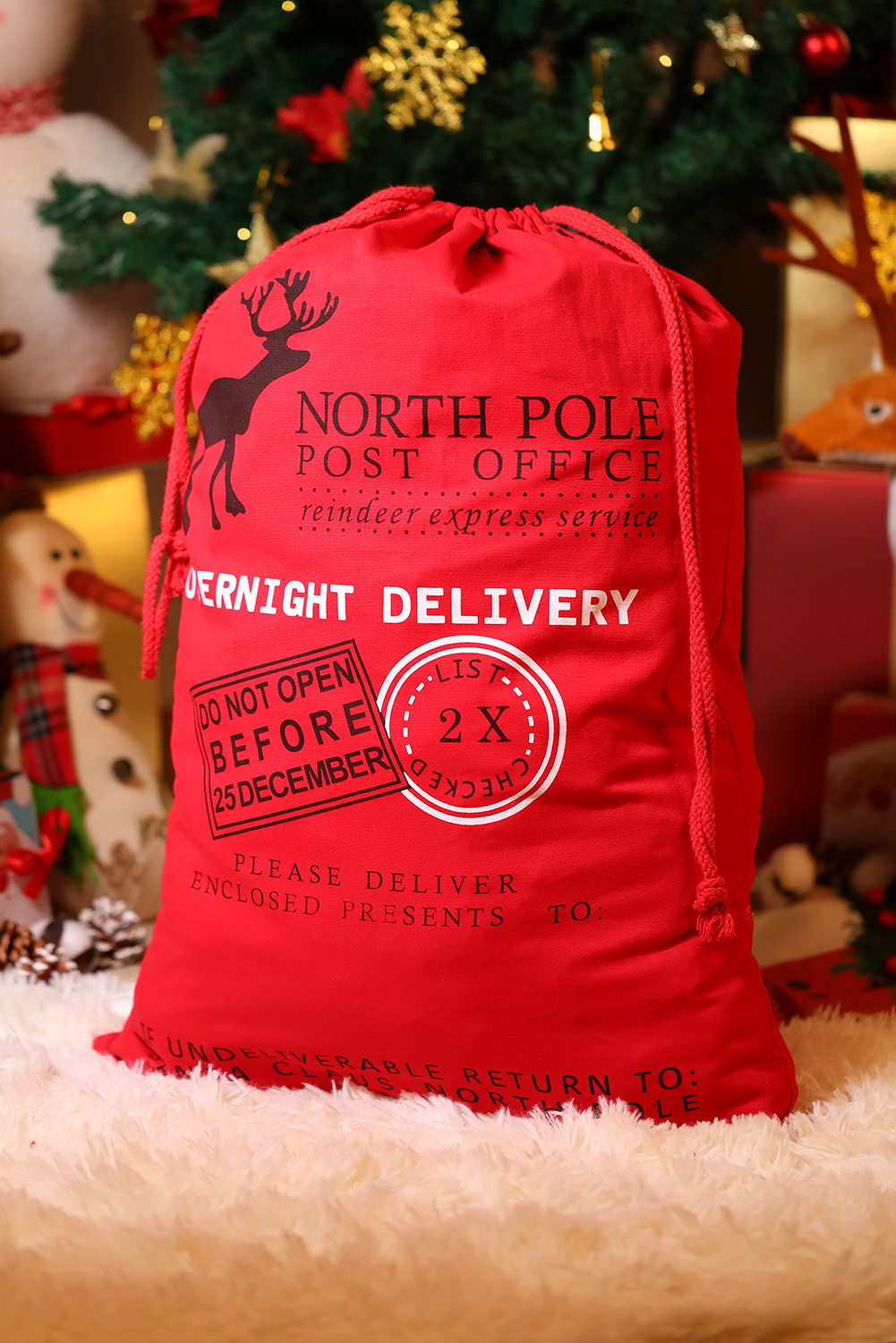Fiery Red Christmas Drawstring Large Gift Bag 50*66cm - loveforevers