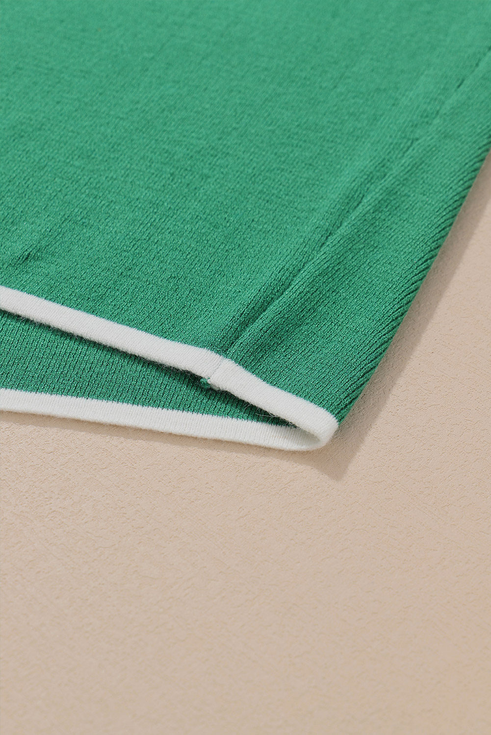 Dark Green Lightweight Ribbed Knit Contrast Trim Sweater Vest - loveforevers