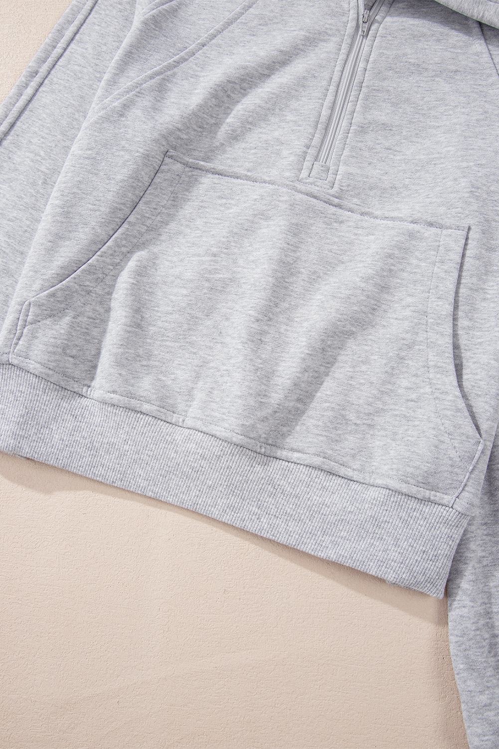 Aruba Blue Quarter Zip Stand Neck Kangaroo Pocket Sweatshirt - loveforevers