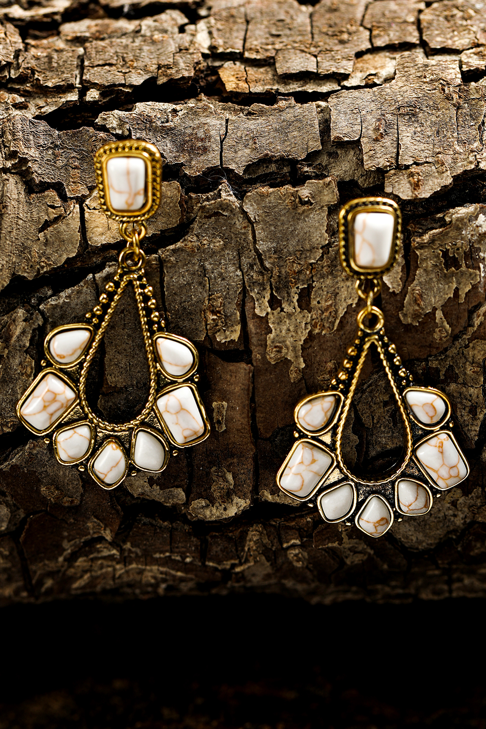 White Turquoise Inlay Cut Out Western Dangle Earrings - loveforevers