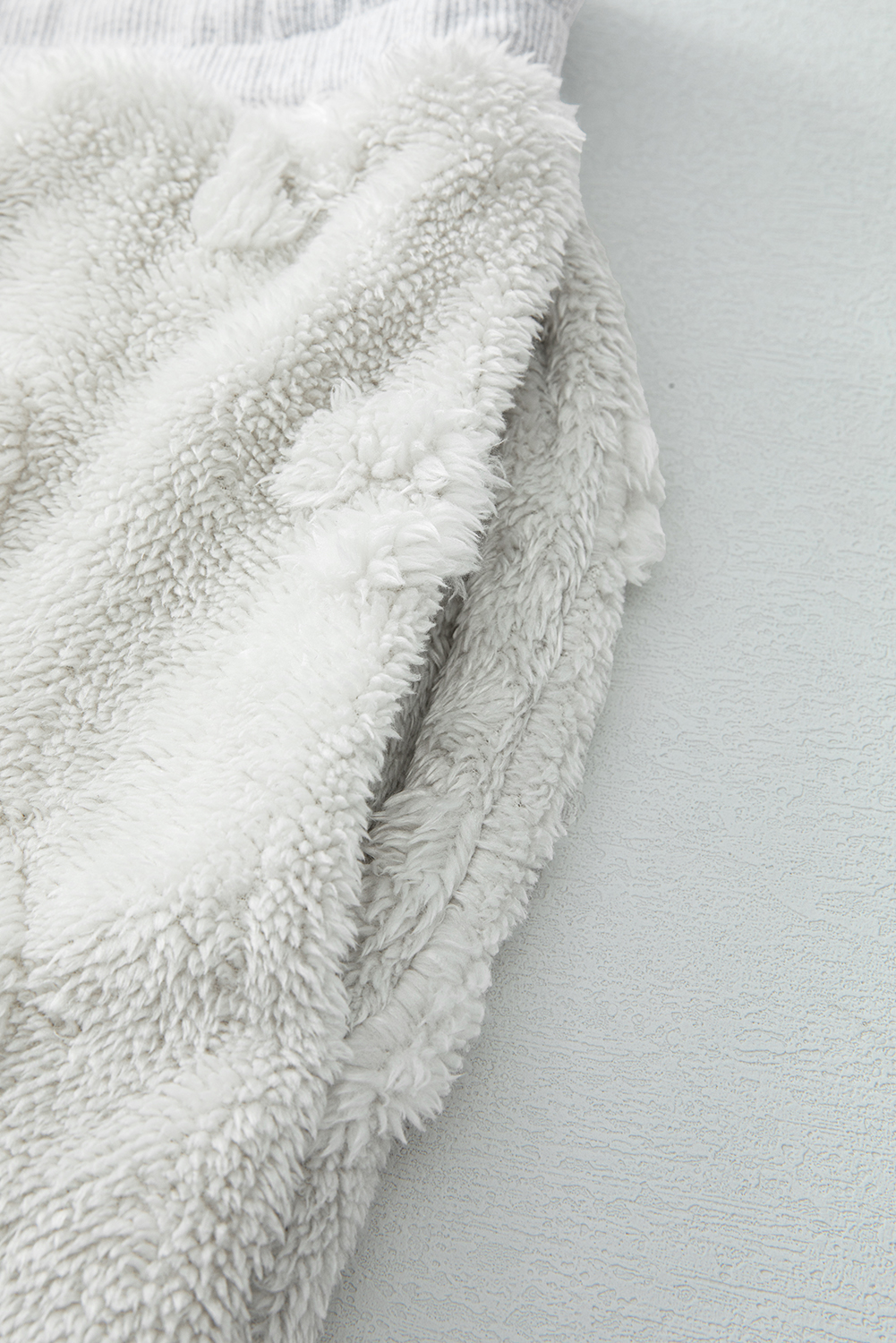 Light Grey Textured Leopard Fleece Loose Two Piece Lounge Set - loveforevers