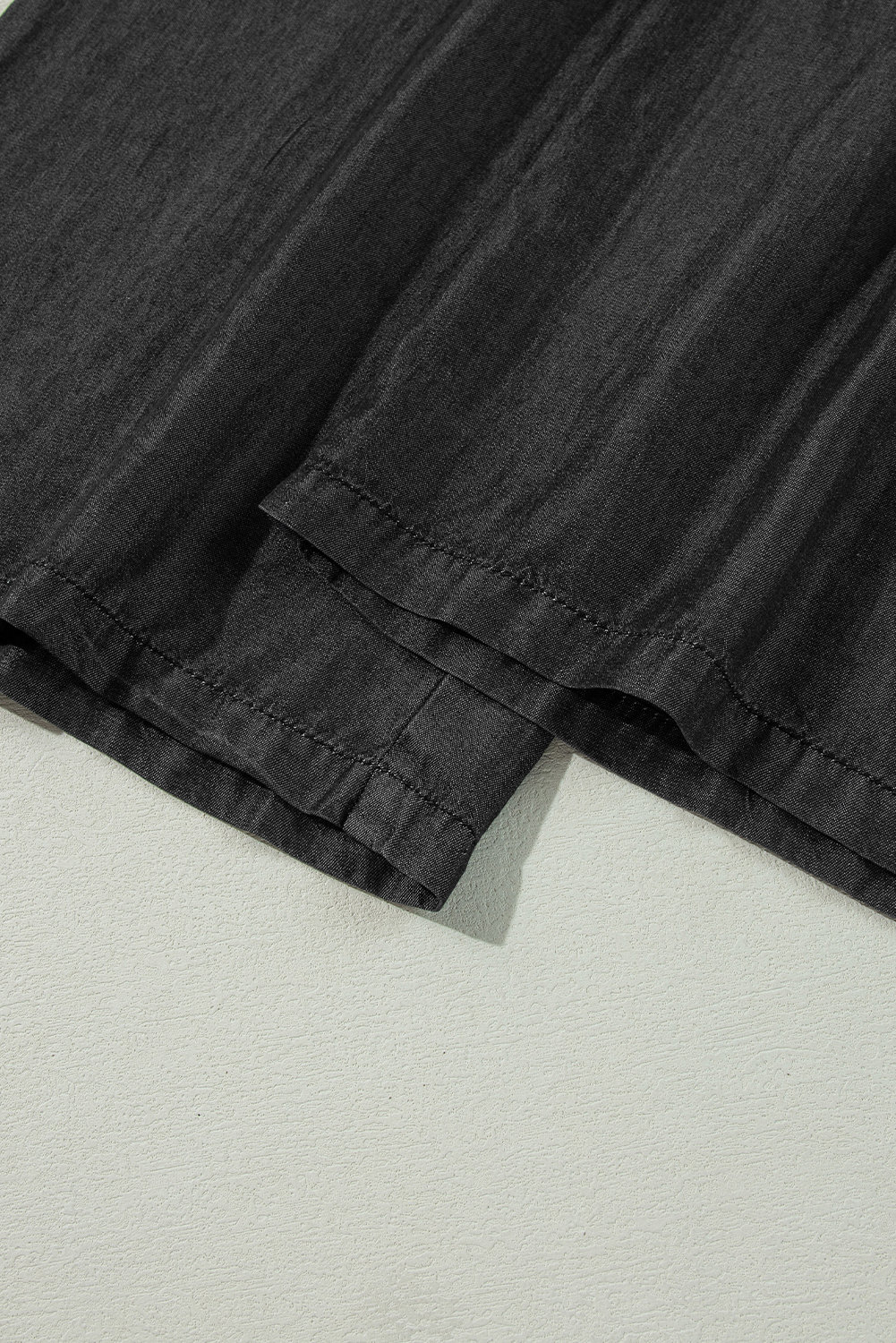 Black Side Pockets Frilled Smocked High Waist Wide Leg Jeans - loveforevers