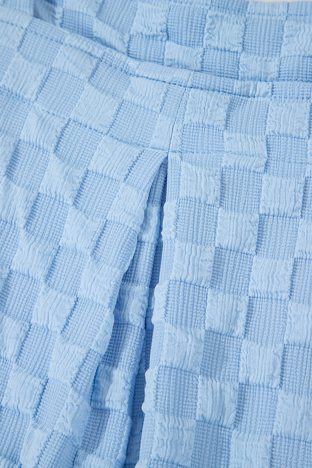 Beau Blue Checkered Pocketed High Waist Wide Leg Overall - loveforevers