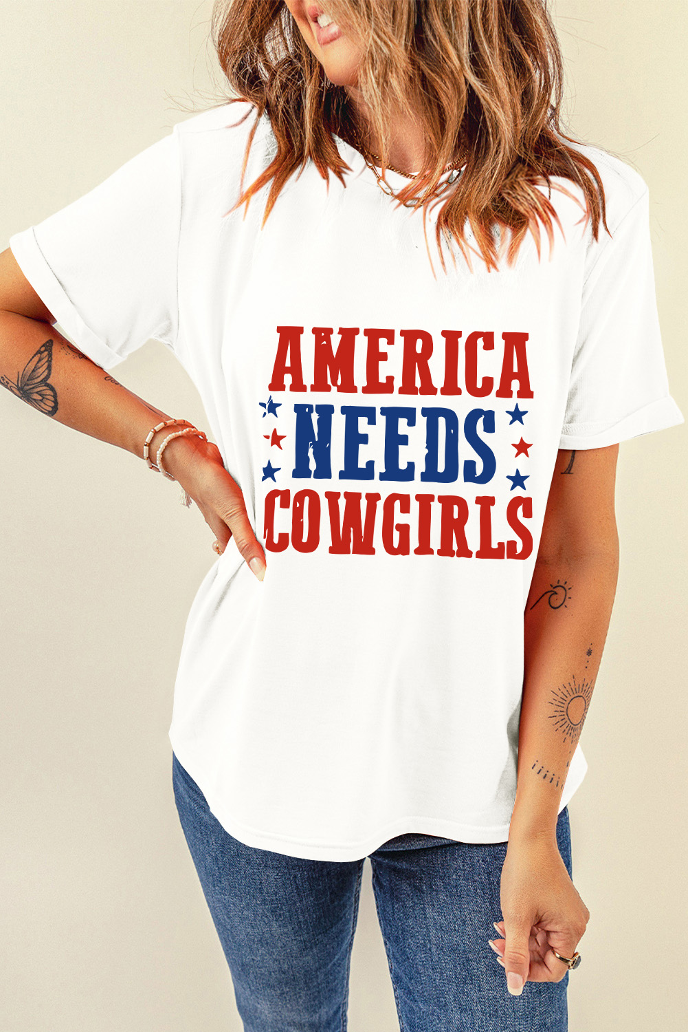 White PARTY IN THE USA Flag Fashion Graphic Tee - loveforevers