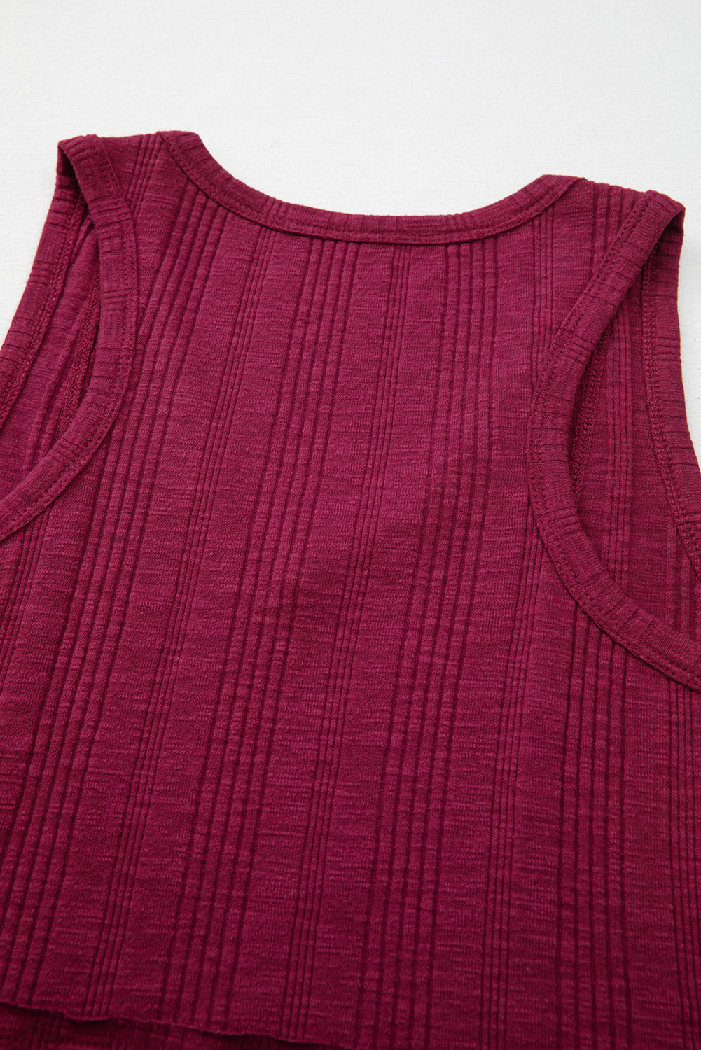 Red Dahlia Ribbed Textured Exposed Stitching Knit Tank Top - loveforevers