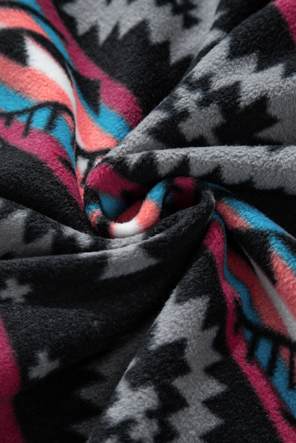 Black Aztec Printed Zip Up Collar Jacket - loveforevers