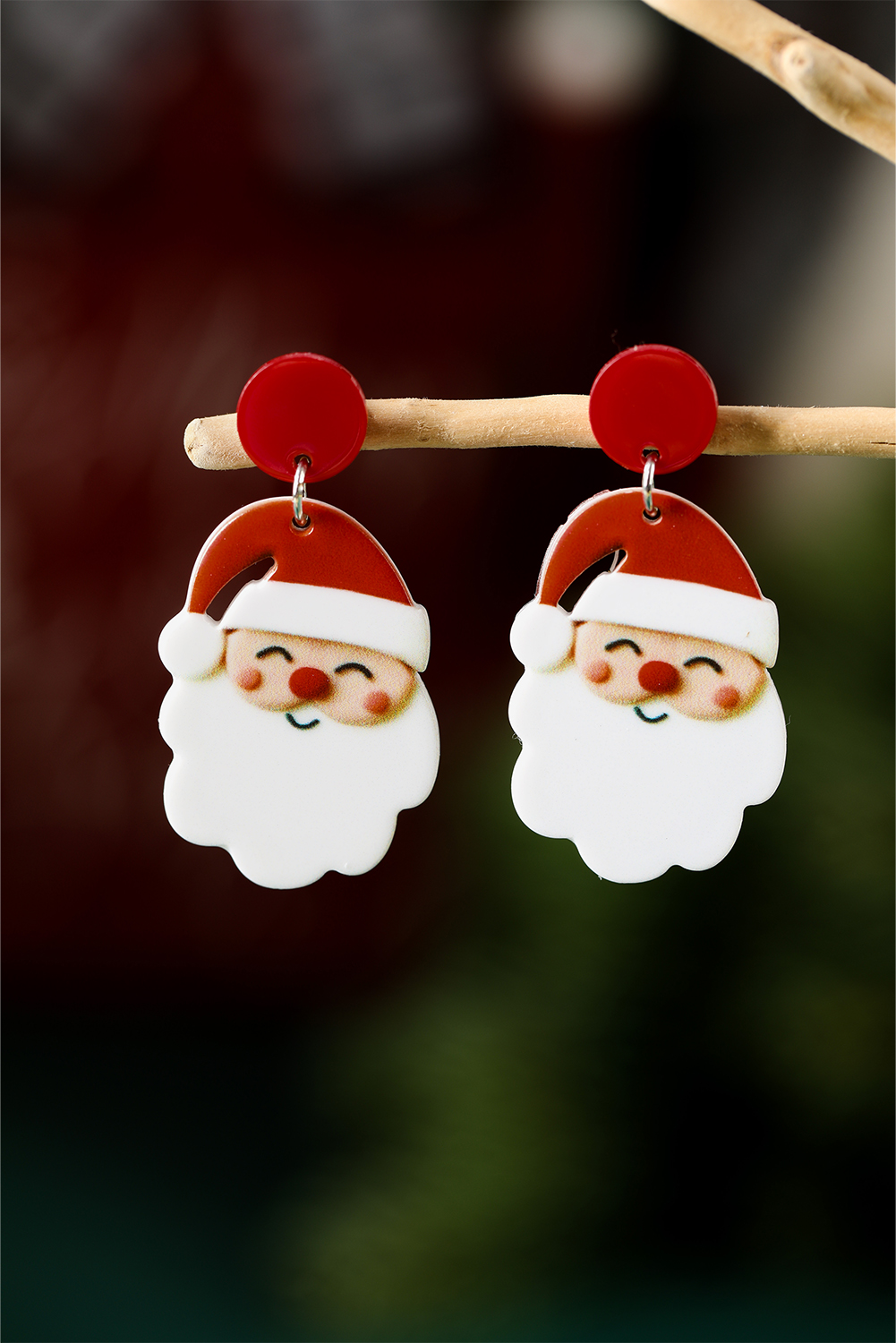 Fiery Red Father Christmas Dangle Earrings - loveforevers