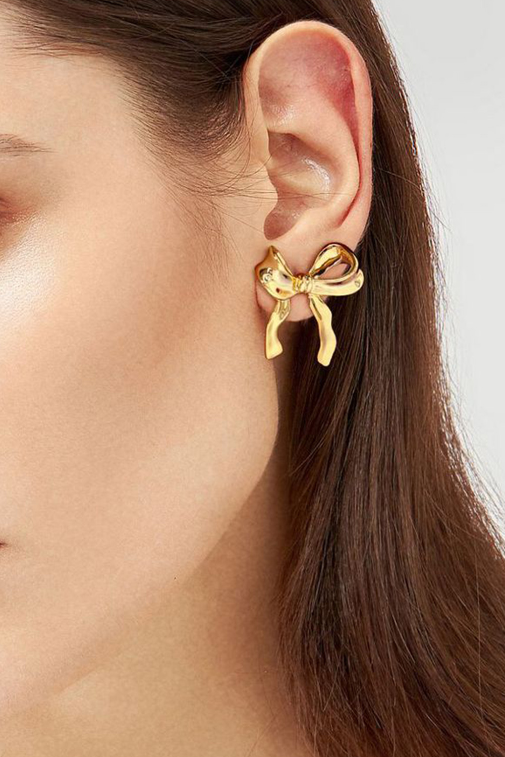 Gold Elegant Bow Design Plated Studded Earrings - loveforevers