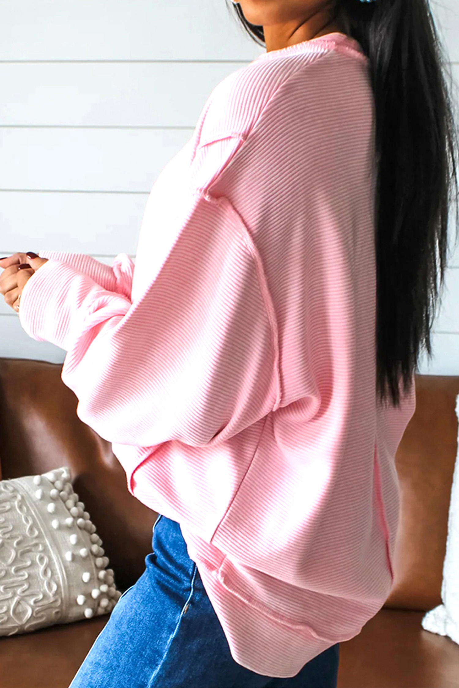 Pink you are so loved Valentines Day Bow Embroidered Graphic Pullover Top - loveforevers