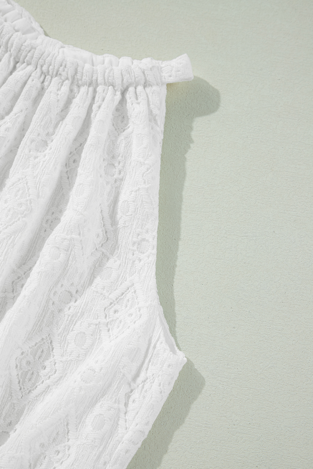 White Lace Sleeveless Knot Hollow Out Back Tied Waist Mini Dress - loveforevers