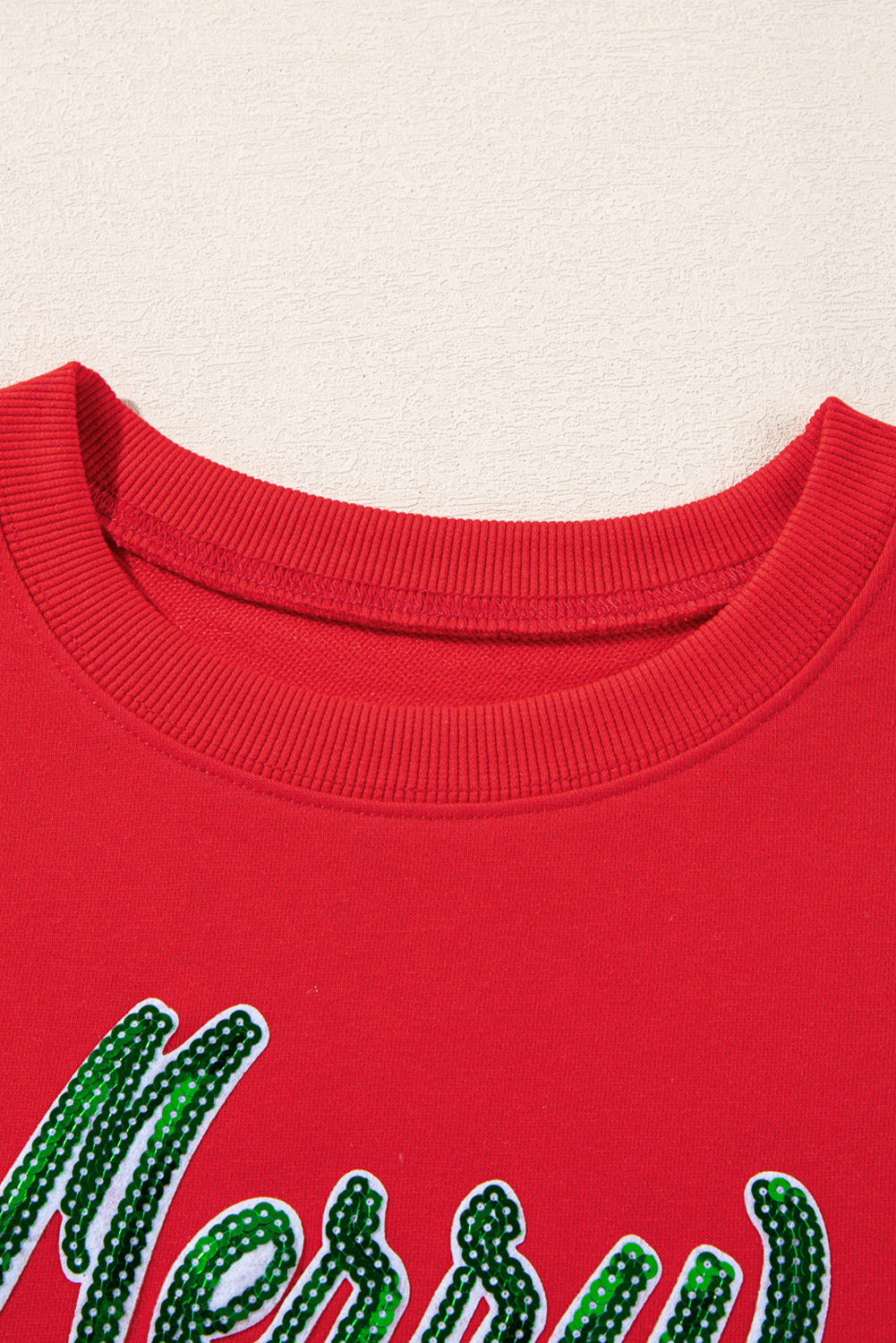 Red Merry Christmas Crewneck Drop Shoulder Loose Sweatshirt - loveforevers