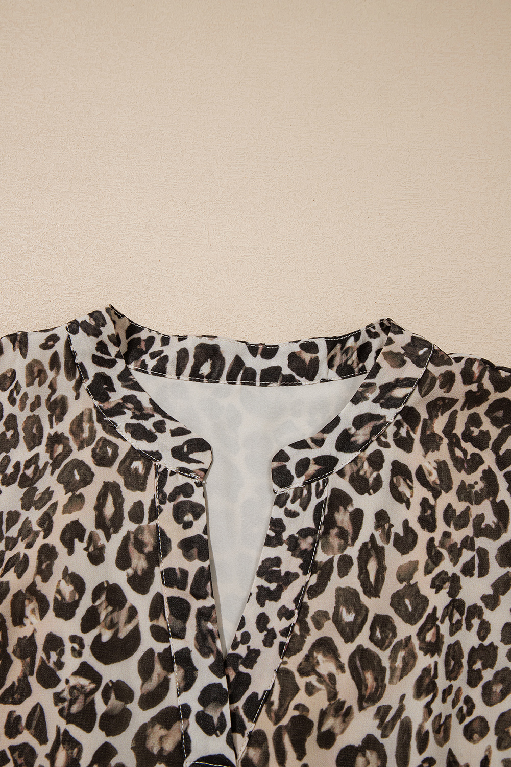 Khaki Leopard 3/4 Sleeve V Neck Swing Dress - loveforevers