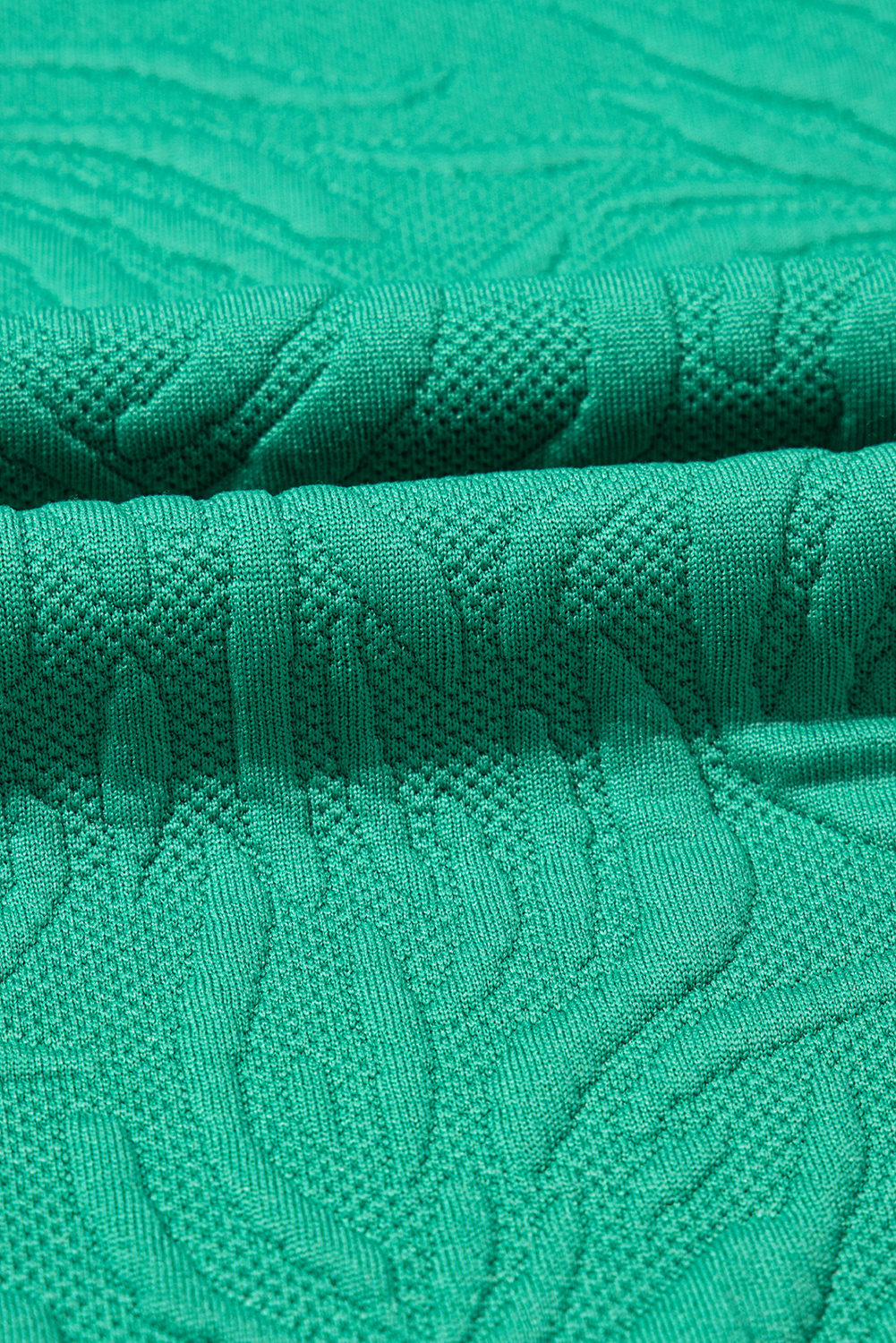 Sea Green Jacquard Textured Quarter Zipper Shift Mini Dress - loveforevers