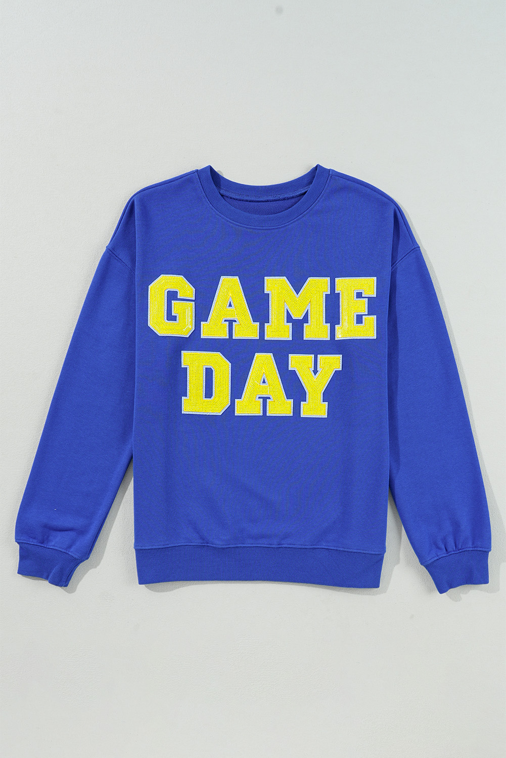 Dark Blue Game Day Crew Neck Graphic Pullover Sweatshirt - loveforevers