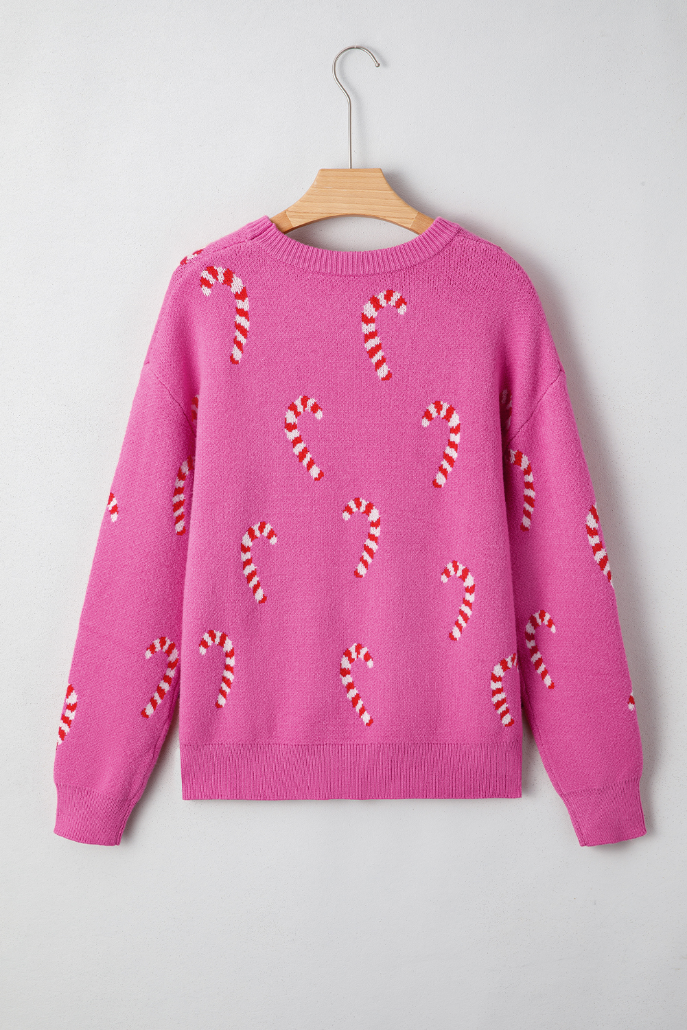 Dark Green Christmas Candy Cane Holiday Drop Shoulder Sweater - loveforevers
