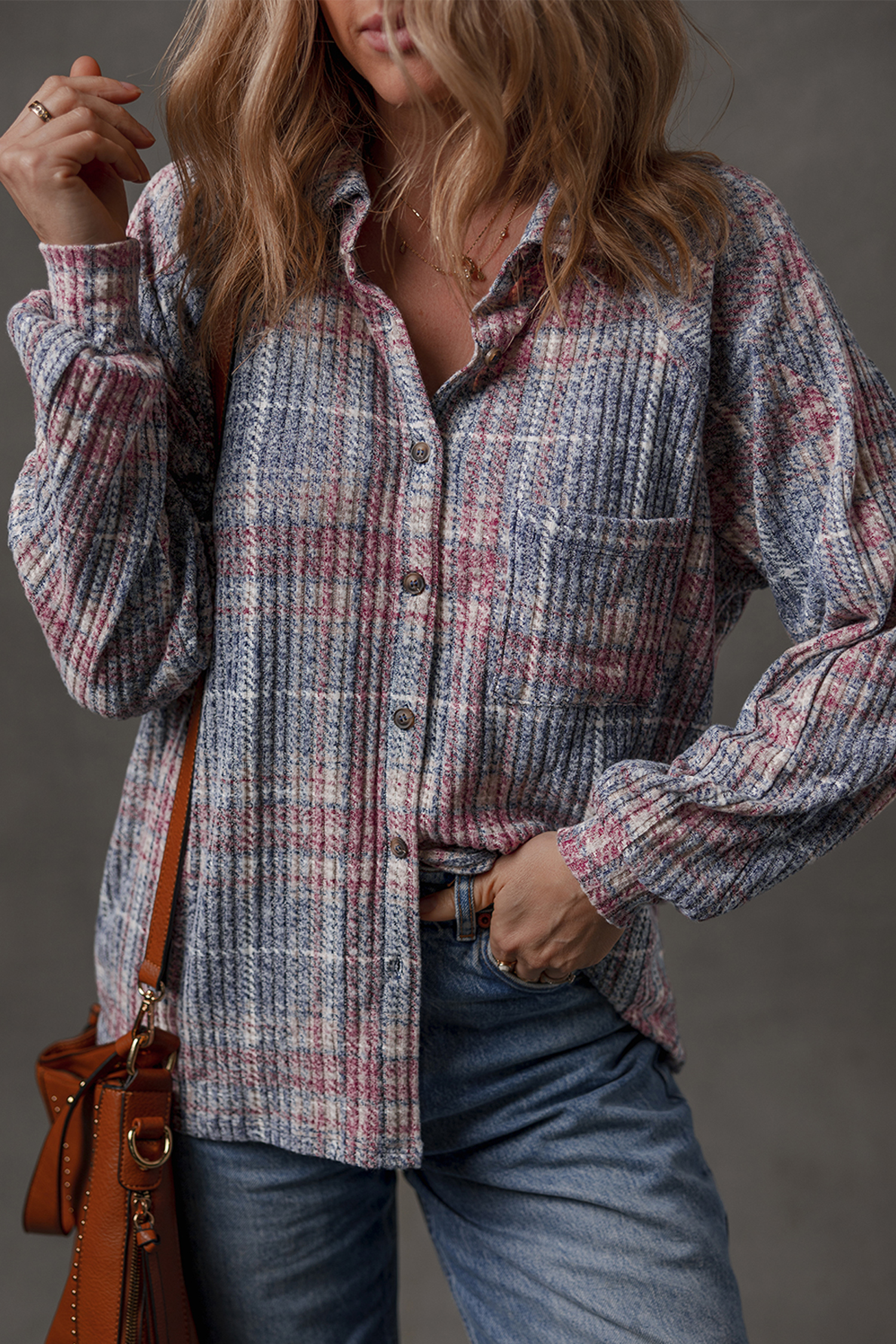 Multicolour Plaid Textured Chest Pocket Vintage Shirt - loveforevers