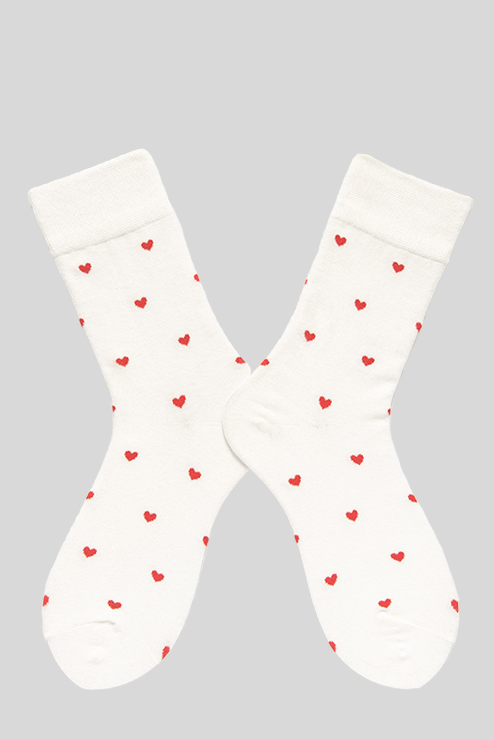 White Valentines Heart Pattern Crew Socks - loveforevers