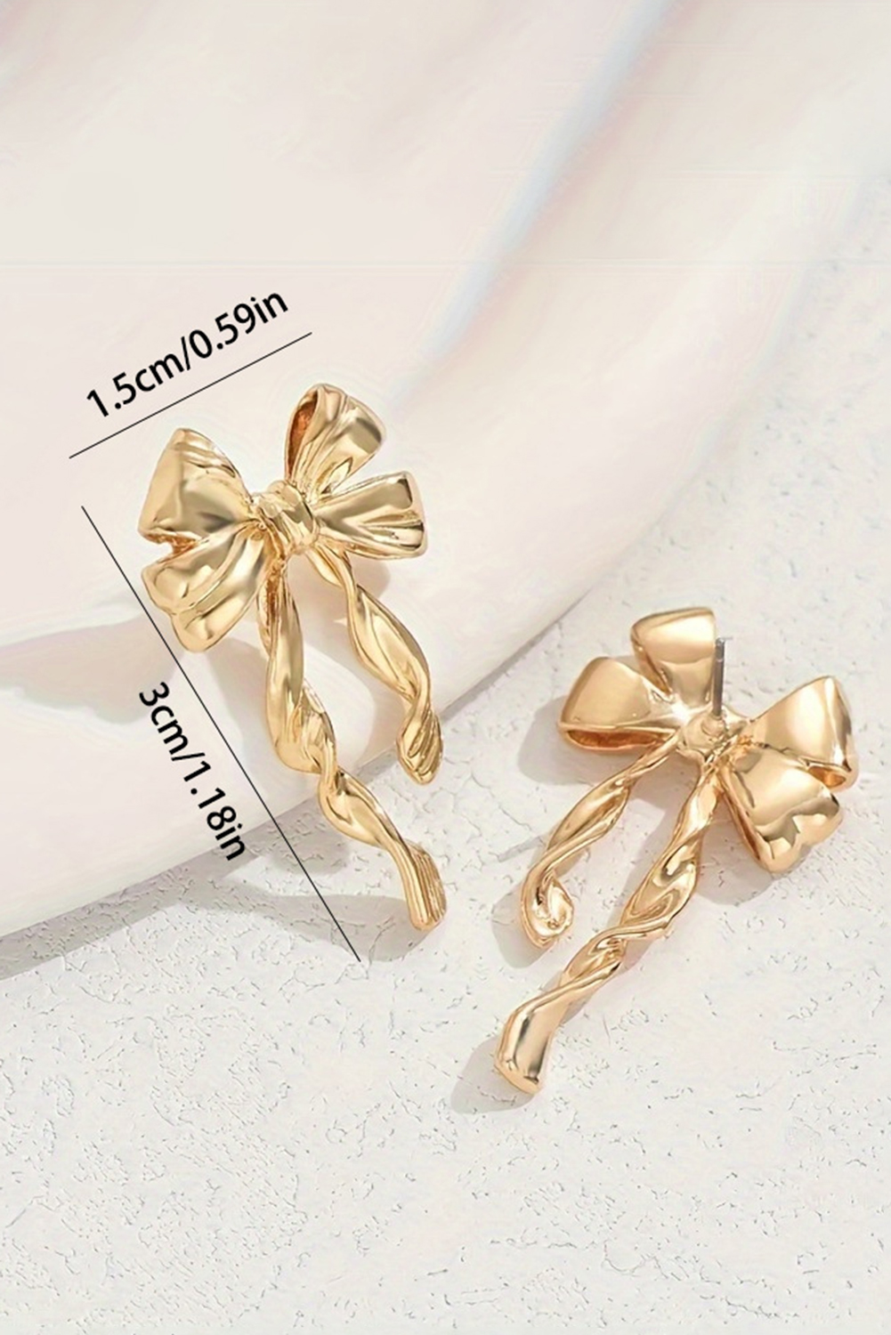 Gold Bow Knot Plated Alloy Stud Earrings - loveforevers