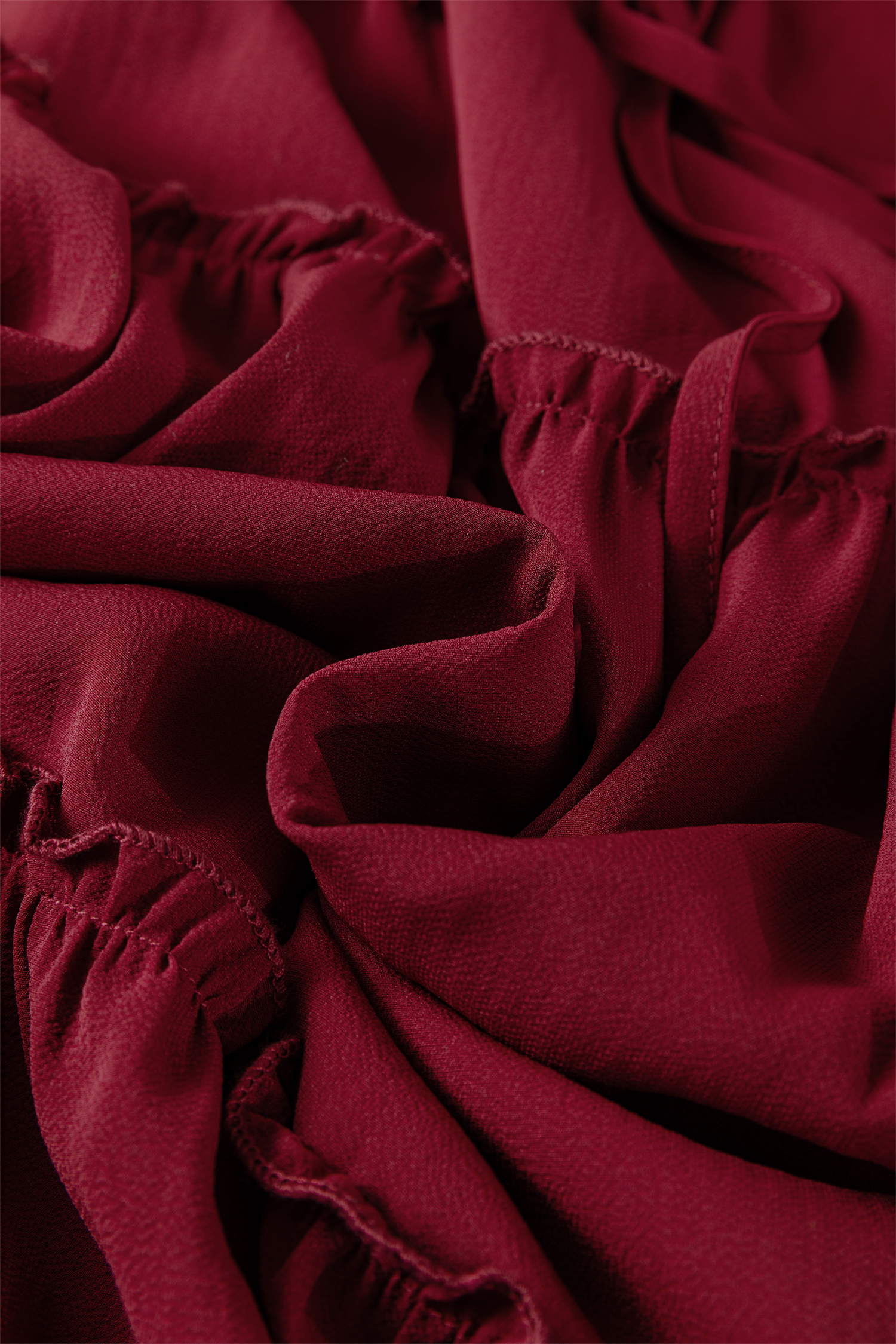 Fiery Red Black Frill Tiered Drawstring Waist Maxi Skirt - loveforevers