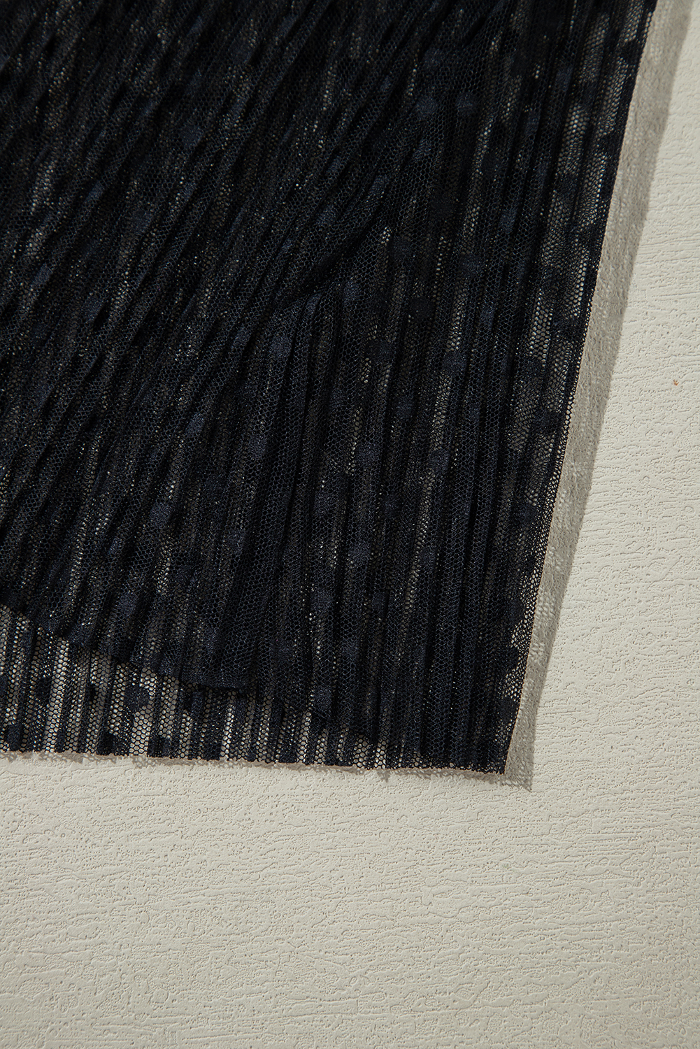 Black Dotty Lace Sheer Mock Neck Long Sleeve Blouse - loveforevers