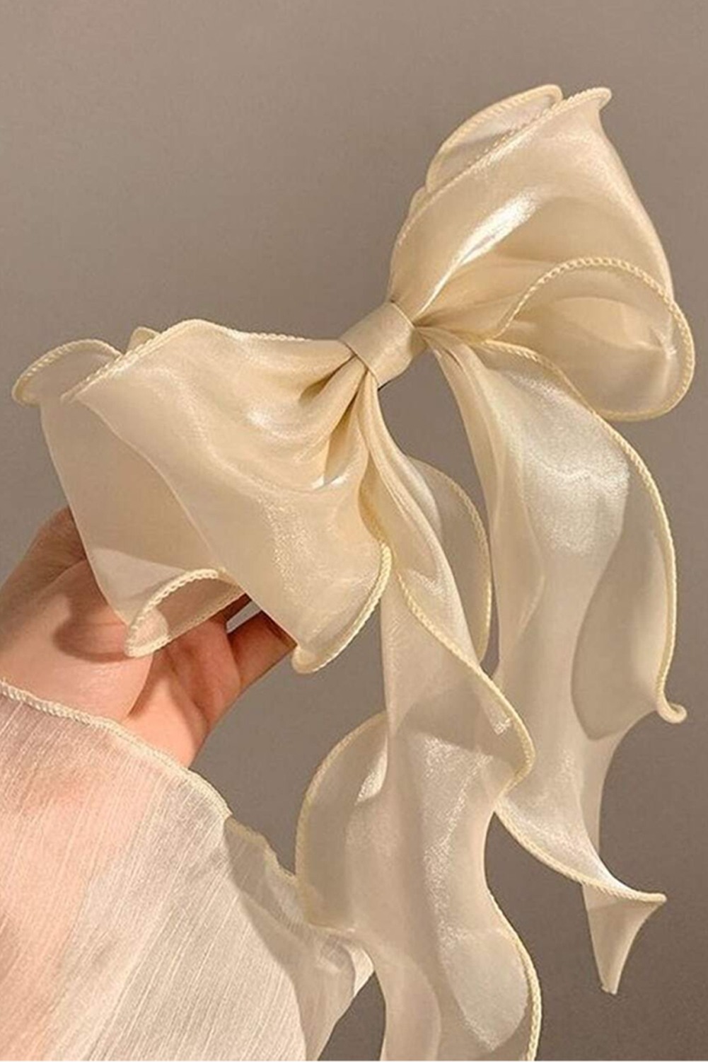 White Sweet Bow Knot Long Tails Large Hair Clip - loveforevers