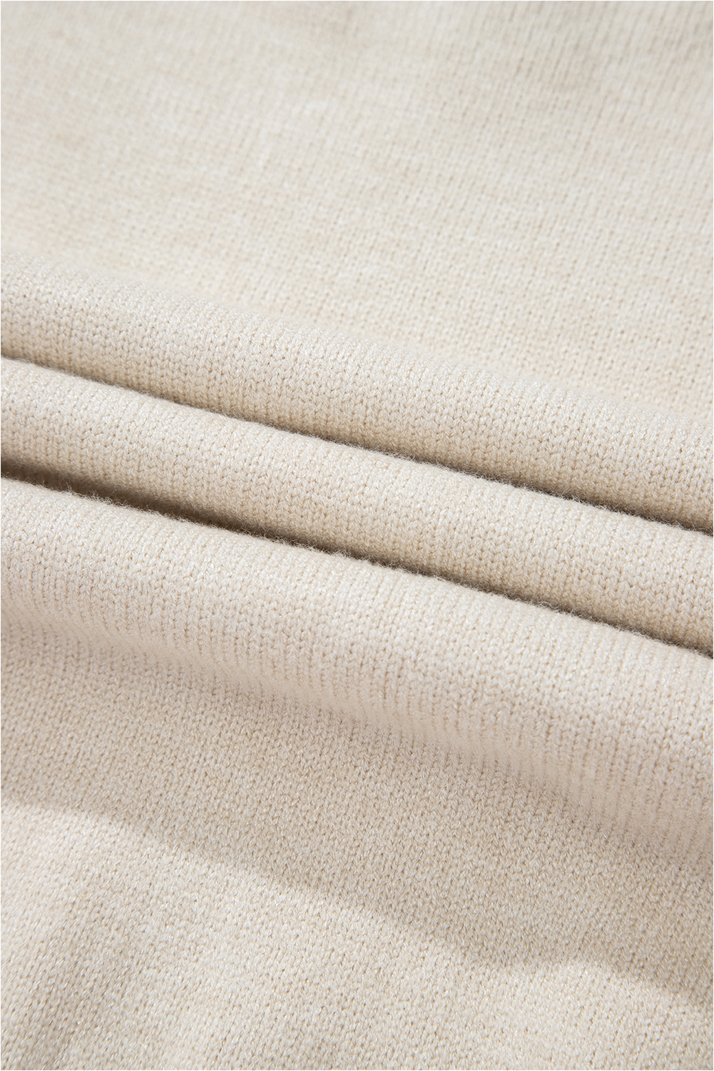 Beige Flower Stitching Mock Neck Sweater - loveforevers