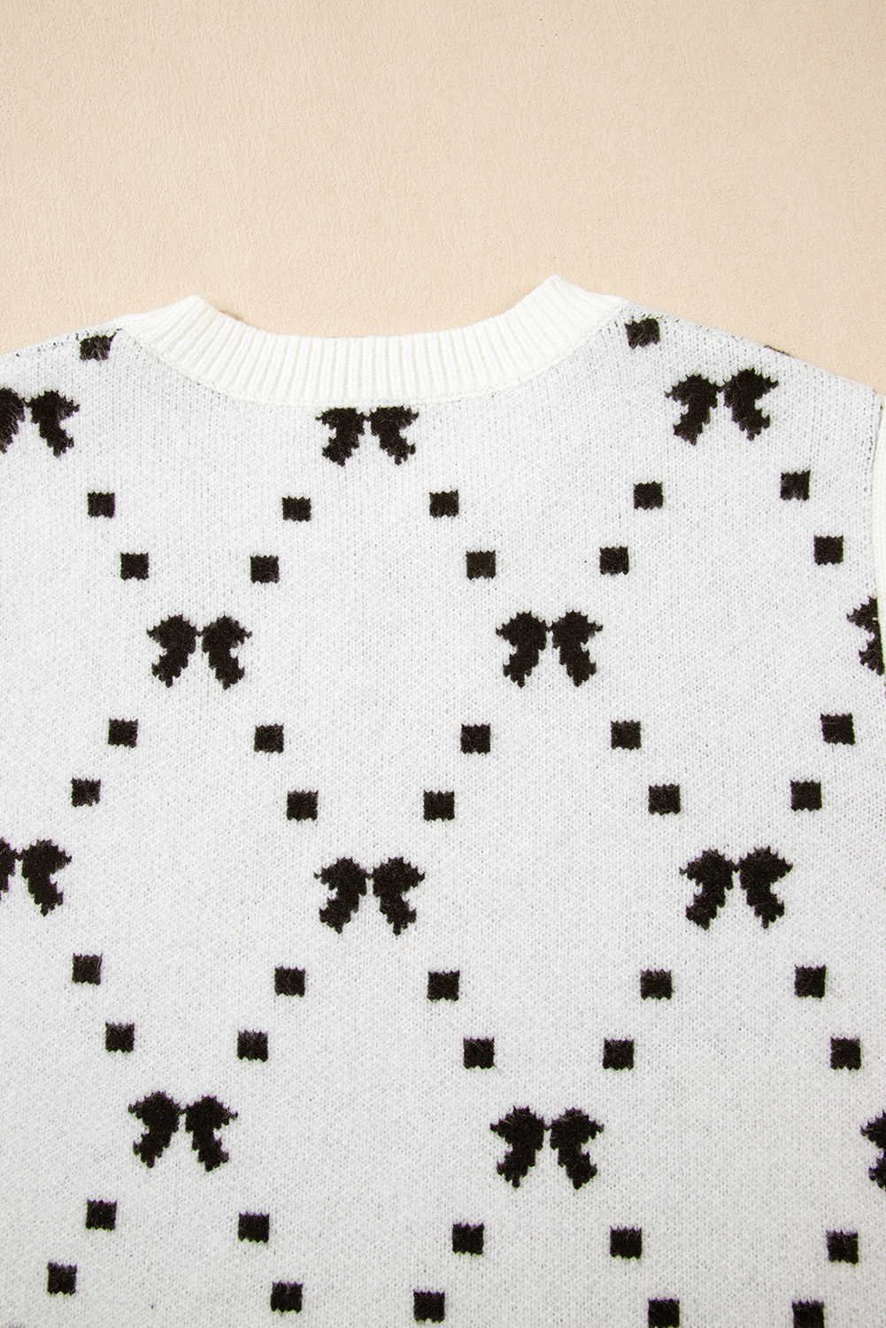 Black Preppy Vibes Bow Print Zipped Collar Sweater Tee - loveforevers