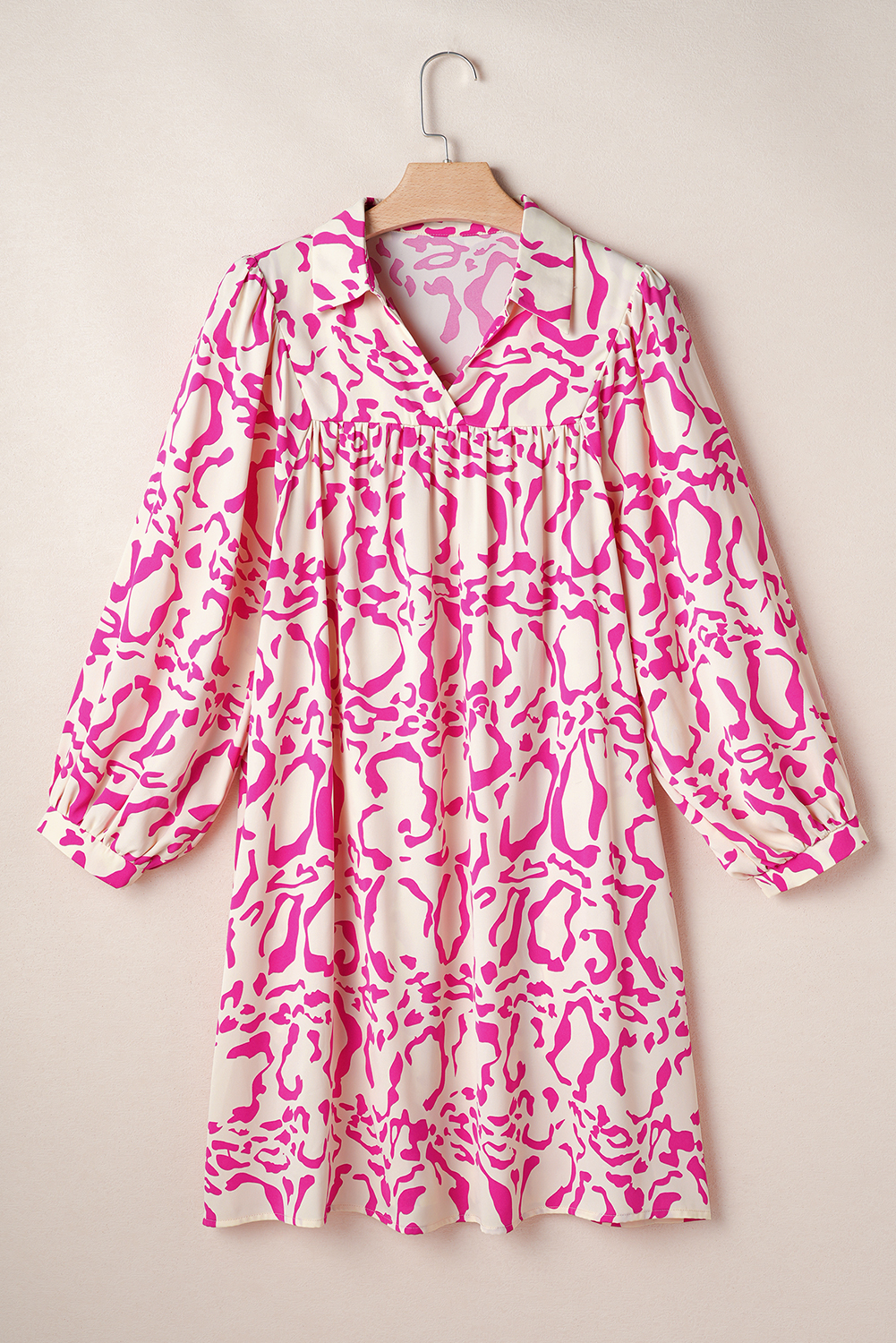 Pink Leopard Print Loose Fit Babydoll Mini Dress - loveforevers