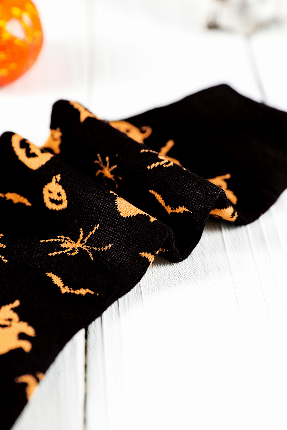 Black Spooky Season Halloween Element Print Socks - loveforevers