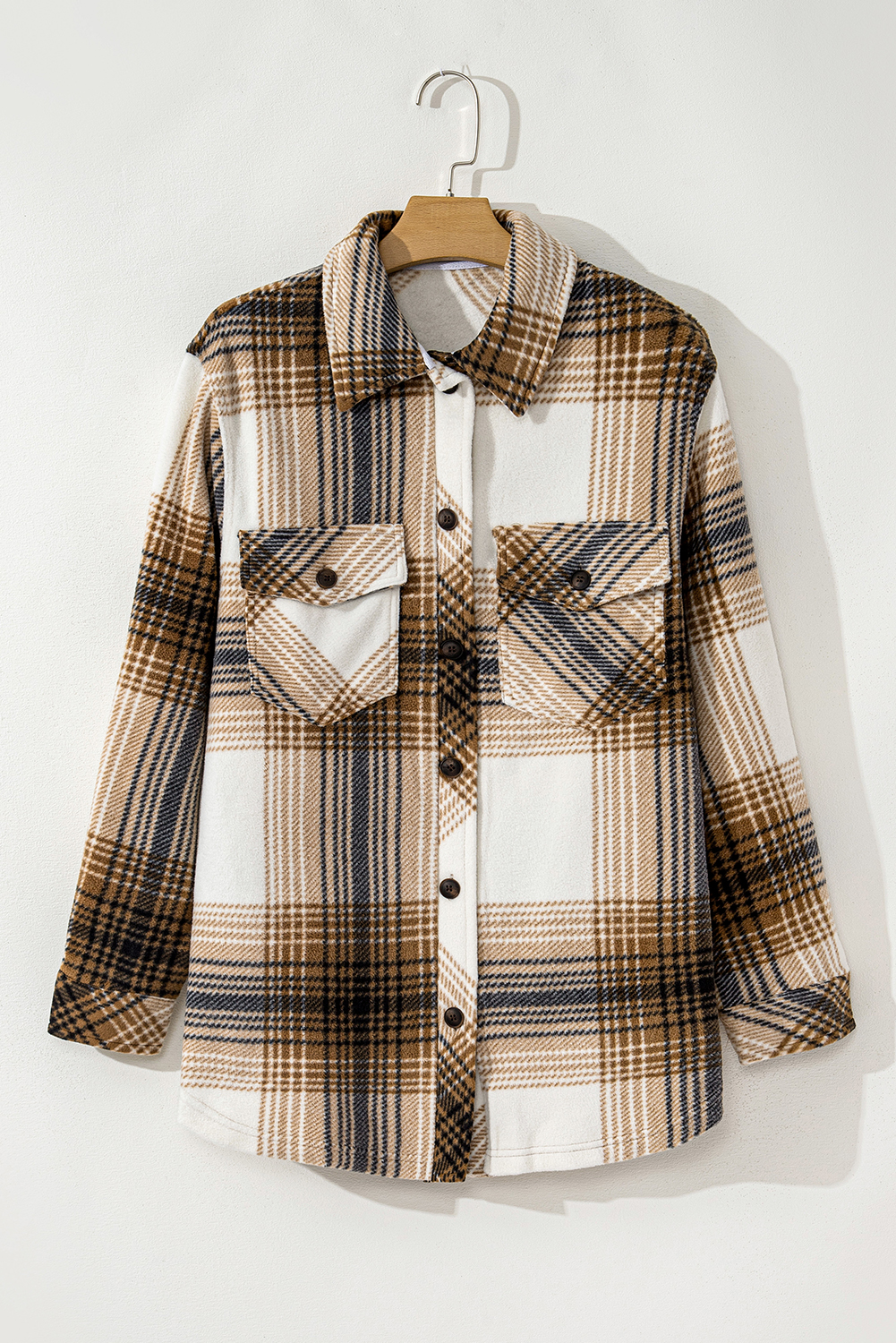 Multicolour Plaid Print Flap Pocket Button Up Shacket - loveforevers