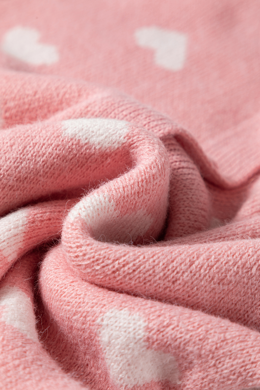Light Pink Heart Pattern Button Front Cardigan Sweater - loveforevers