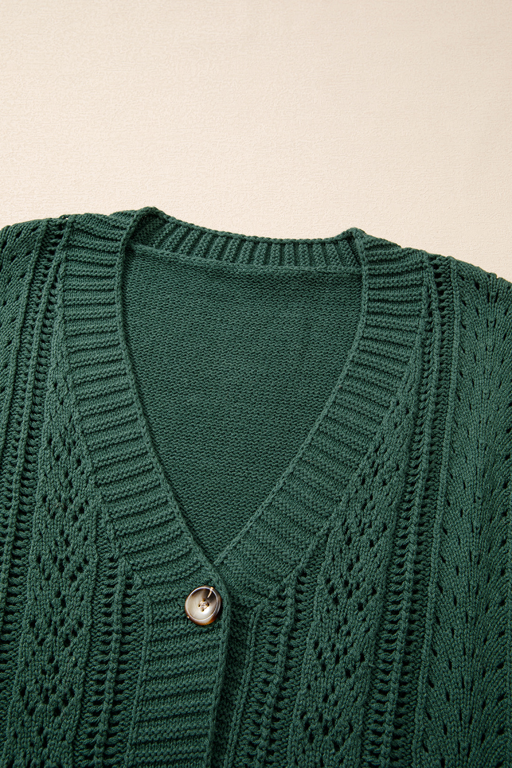 Dark Khaki Open Knit Drop Shoulder Sweater Cardigan - loveforevers