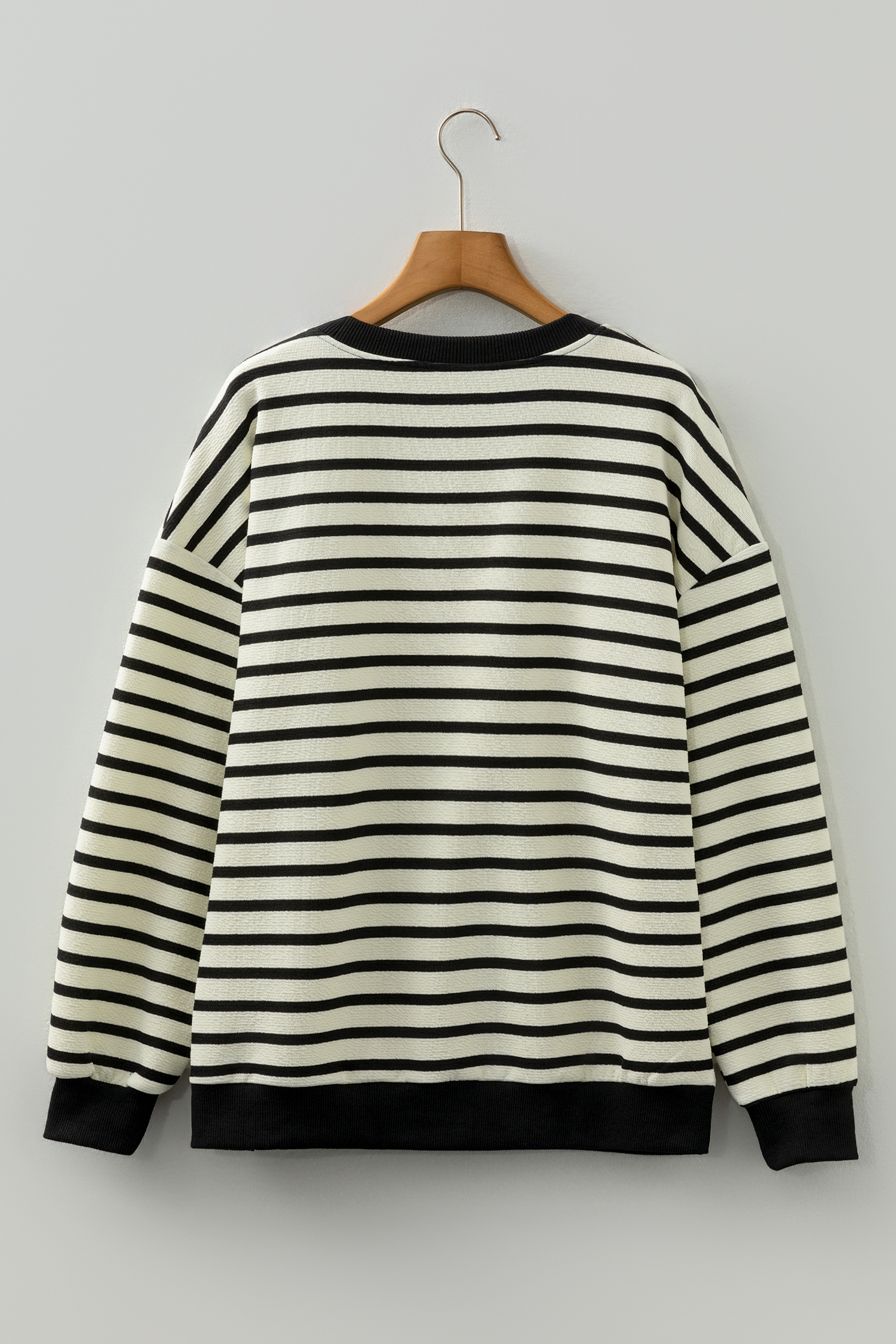 White Stripe Contrast MERRY Letter Christmas Print Drop Shoulder Sweatshirt - loveforevers