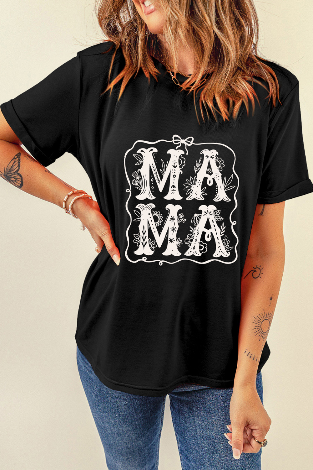 Black MAMA Artistic Graphic Tee - loveforevers